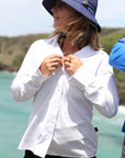 Ladies Outdoor Shirt White UPF50+ sun safe clothing, uv long sleeve shirt, fashionable protective uv clothing, sun protective clothing for women, sun shirts, sun protection shirts, sun safe clothing, women protection shirts uv