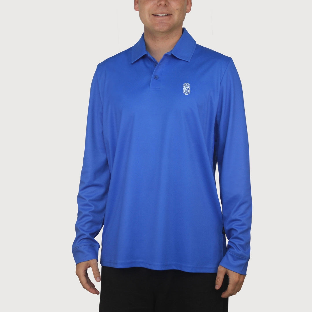 Classic Polo Cobalt Blue UPF50+ sun safe clothing, sun shirts, uv arm sleeves, sun protection shirts, upf long sleeved shirts, uv long sleeved shirts, sun safe clothing