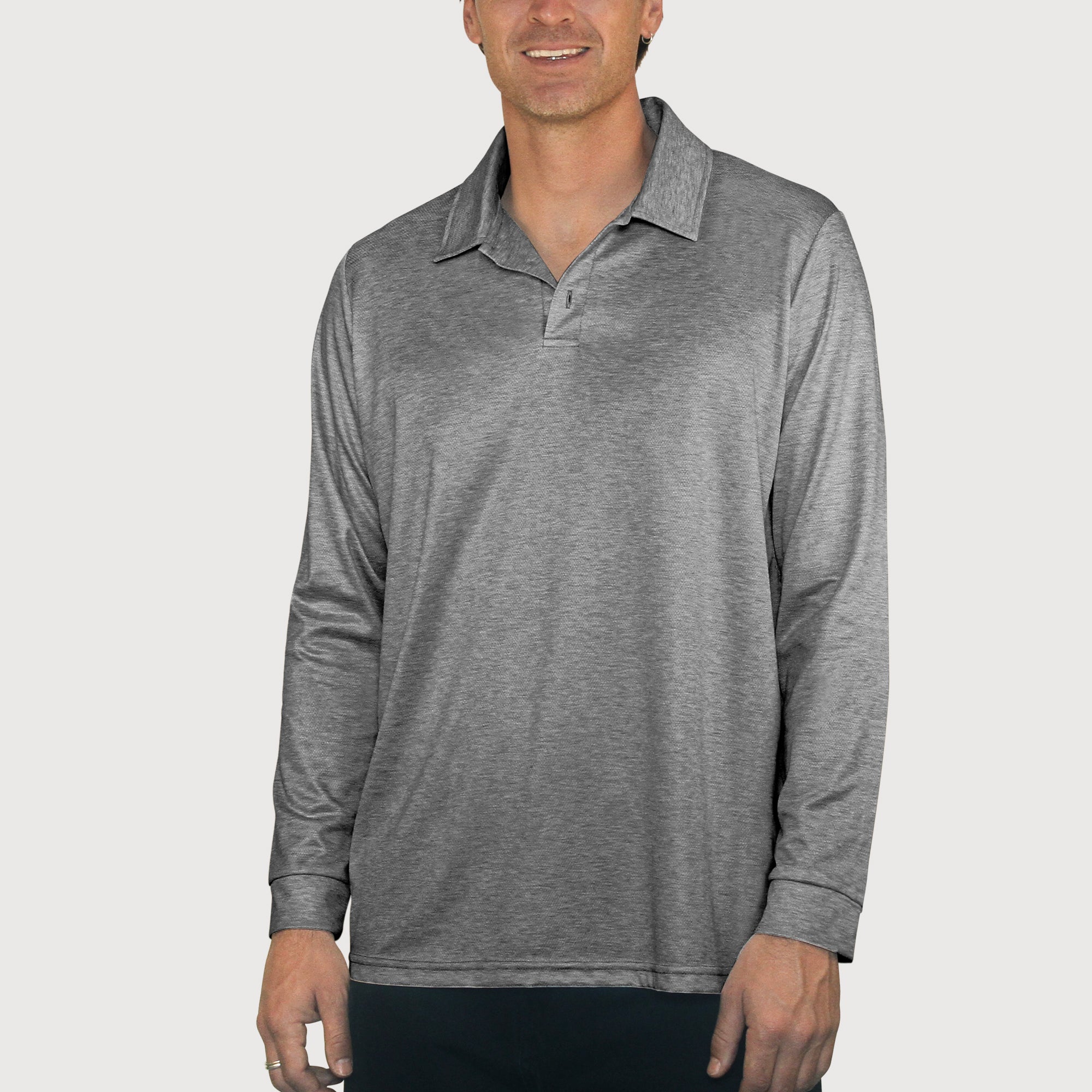Classic Polo Mottled Grey UPF50+ sun safe clothing, sun shirts, uv arm sleeves, sun protection shirts, upf long sleeved shirts, uv long sleeved shirts, sun safe clothing