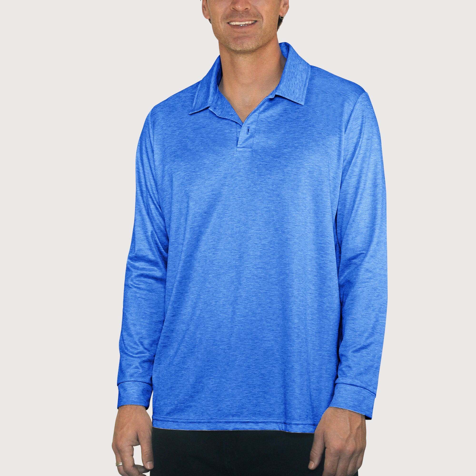 Classic Polo Mottled Marine UPF50+ sun safe clothing, sun shirts, uv arm sleeves, sun protection shirts, upf long sleeved shirts, uv long sleeved shirts, sun safe clothing