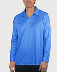 Classic Polo Mottled Marine UPF50+ sun safe clothing, sun shirts, uv arm sleeves, sun protection shirts, upf long sleeved shirts, uv long sleeved shirts, sun safe clothing