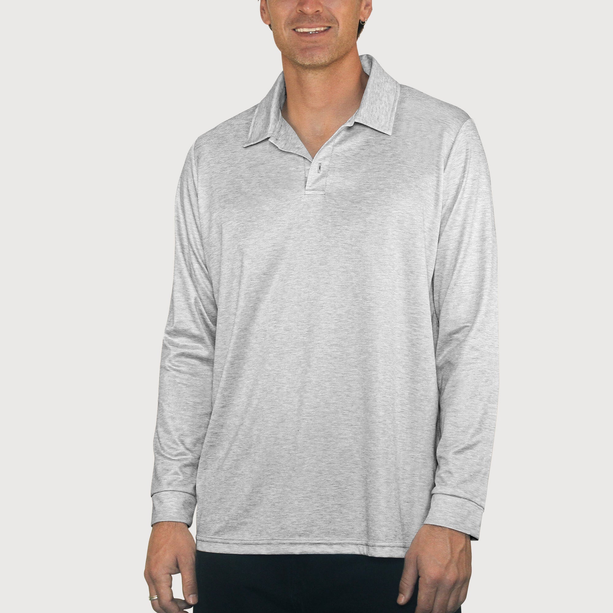 Classic Polo Mottled Silver UPF50+ sun safe clothing, sun shirts, uv arm sleeves, sun protection shirts, upf long sleeved shirts, uv long sleeved shirts, sun safe clothing