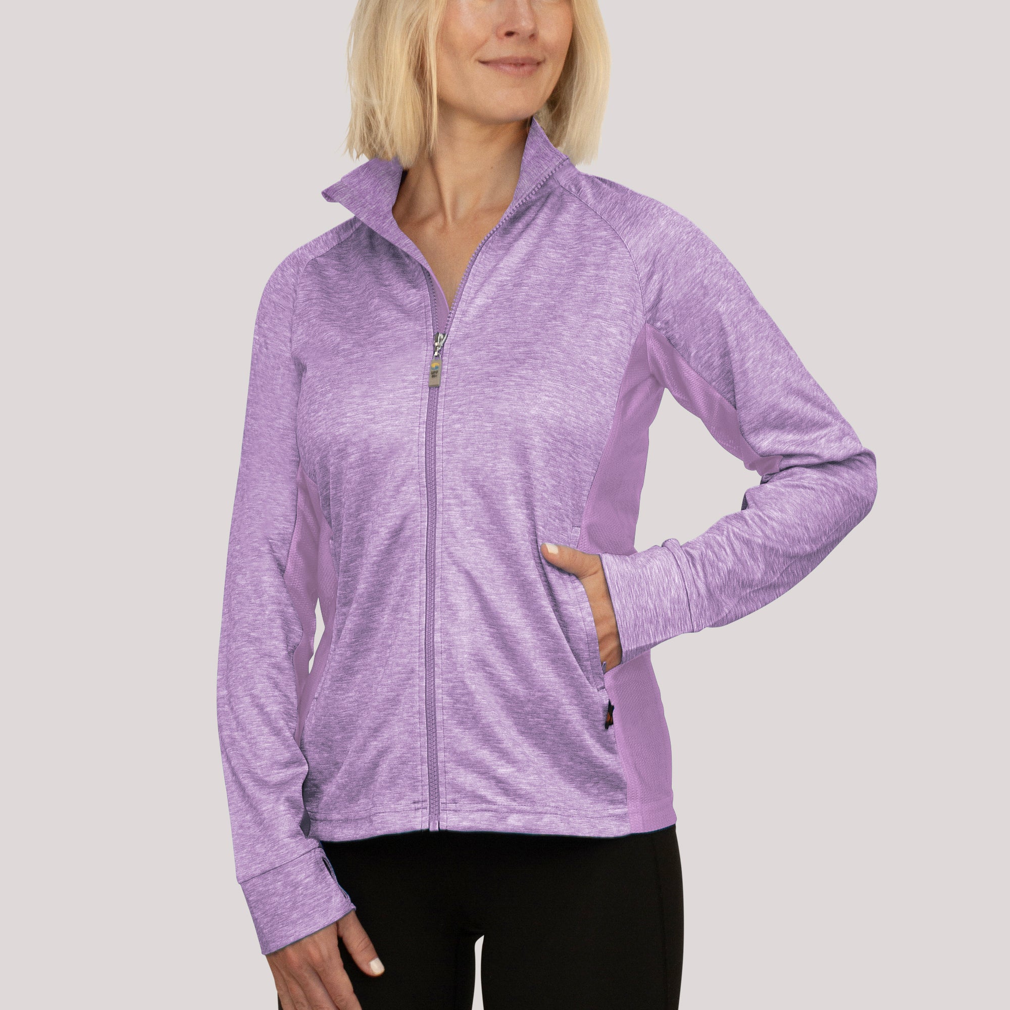 Ladies Zipped Jacket Lilly Mottled UPF50+ protection uv jacket, sun safe clothing, uv long sleeve shirt, fashionable protective uv clothing, sun protective clothing for women, sun protection shirts, sun safe clothing, women protection shirts uv