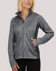 Ladies Zipped Jacket Slate Mottled UPF50+ protection uv jacket, sun safe clothing, uv long sleeve shirt, fashionable protective uv clothing, sun protective clothing for women, sun protection shirts, sun safe clothing, women protection shirts uv