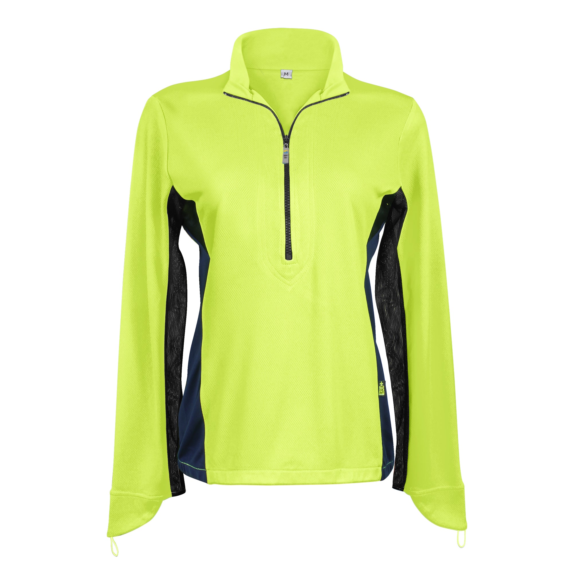 Ladies Cycling Top Fluro Yellow UPF50+ sun safe clothing, uv long sleeve shirt, activewear upf, sun protective clothing for women, sun shirts, sun protection shirts, sun safe clothing, sun protection products Australia