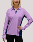 Ladies Polo with collar Lillyl UPF50+ sun safe clothing, uv long sleeve shirt, fashionable protective uv clothing, sun protective clothing for women, sun protection shirts, sun safe clothing, women protection shirts uv