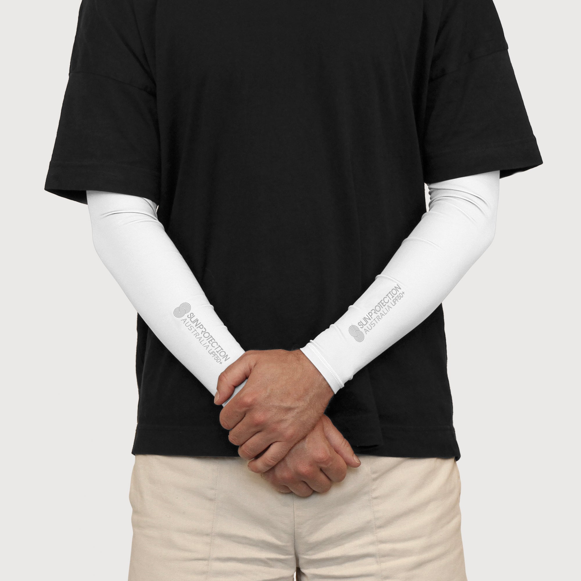 Sun Protection Sleeves White UPF50+ best arm sleeves for golf, uv arm sleeves, upf long sleeve shirt, arm covers protection for sun, upf long sleeve shirt, sun safe clothing