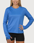 Ladies Long Sleeve Tee in Marine UPF50+ sun safe clothing, uv long sleeve shirt, fashionable protective uv clothing, sun protective clothing for women, sun protection shirts, sun safe clothing, women protection shirts uv