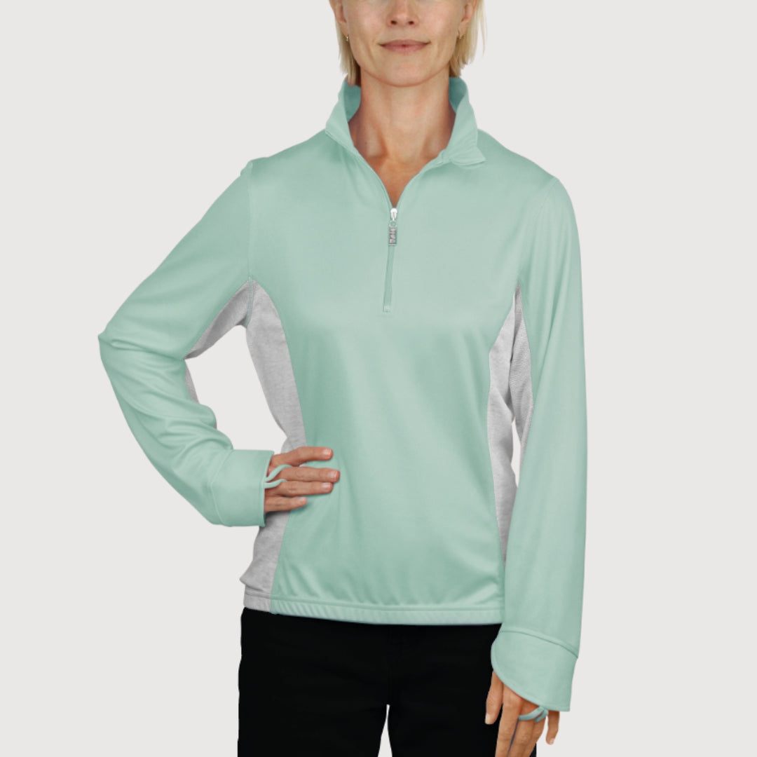 Ladies Cycling Top Mint UPF50+ sun safe clothing, uv long sleeve shirt, activewear upf, sun protective clothing for women, sun shirts, sun protection shirts, sun safe clothing, sun protection products Australia