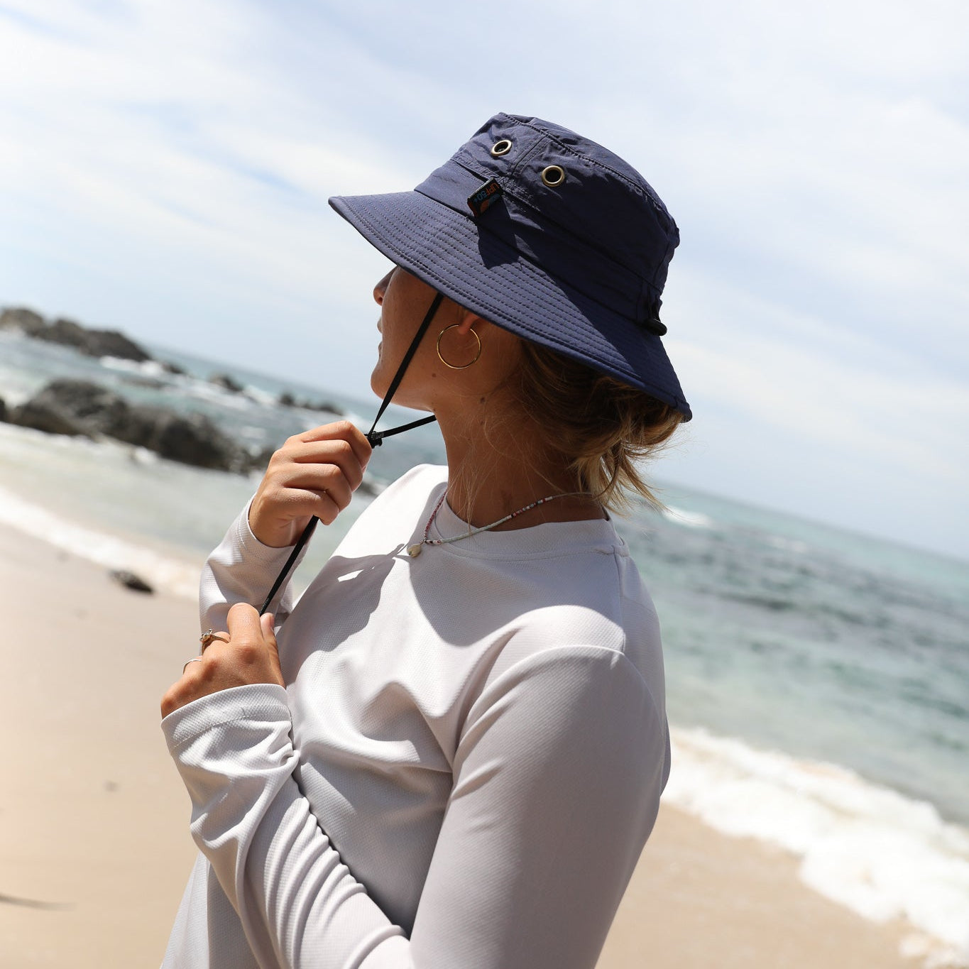 Ladies Long Sleeve Tee in Oyster  UPF50+ sun safe clothing, uv long sleeve shirt, fashionable protective uv clothing, sun protective clothing for women, sun protection shirts, sun safe clothing, women protection shirts uv