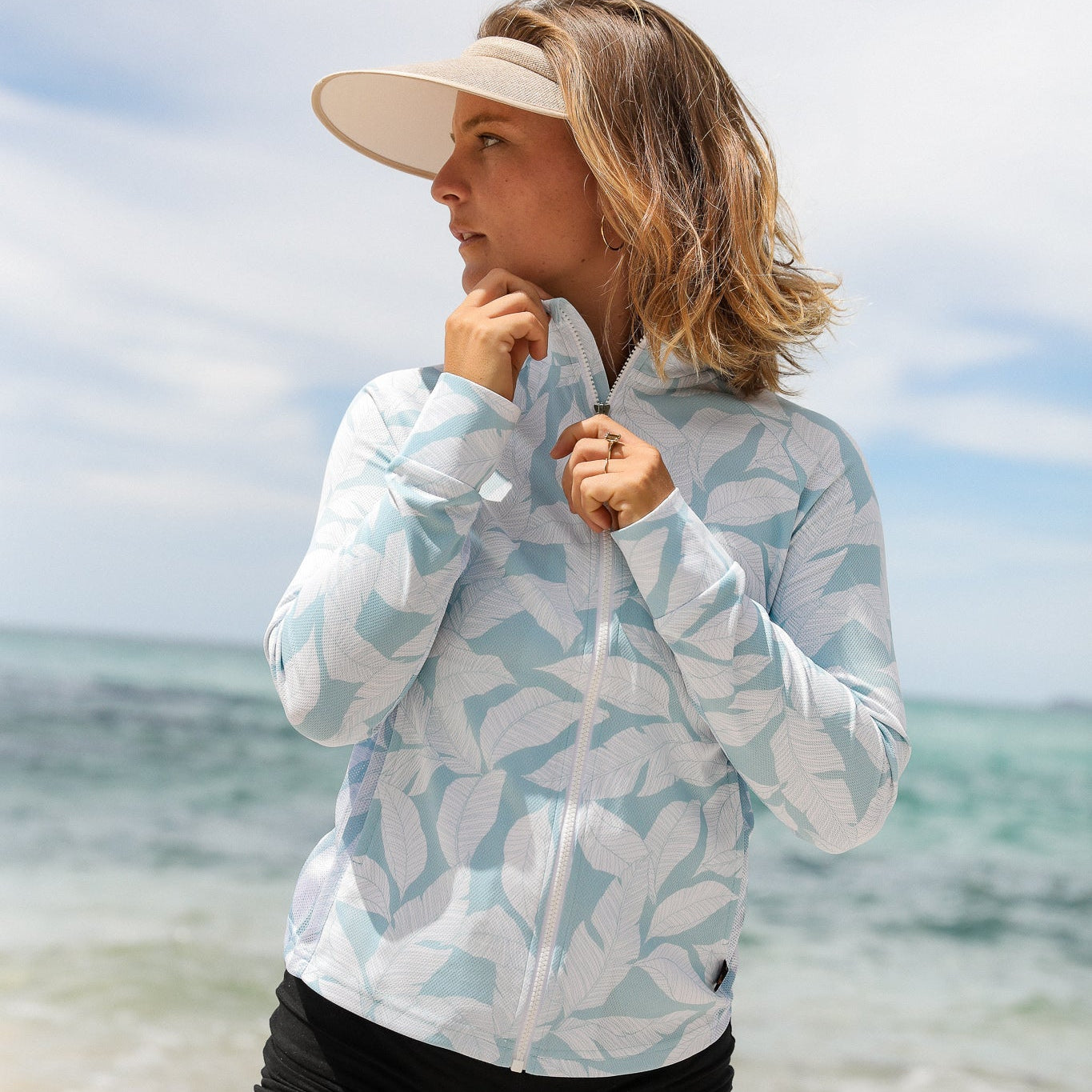 Ladies Zipped Jacket Paradise UPF50+ protection uv jacket, sun safe clothing, uv long sleeve shirt, fashionable protective uv clothing, sun protective clothing for women, sun protection shirts, sun safe clothing, women protection shirts uv