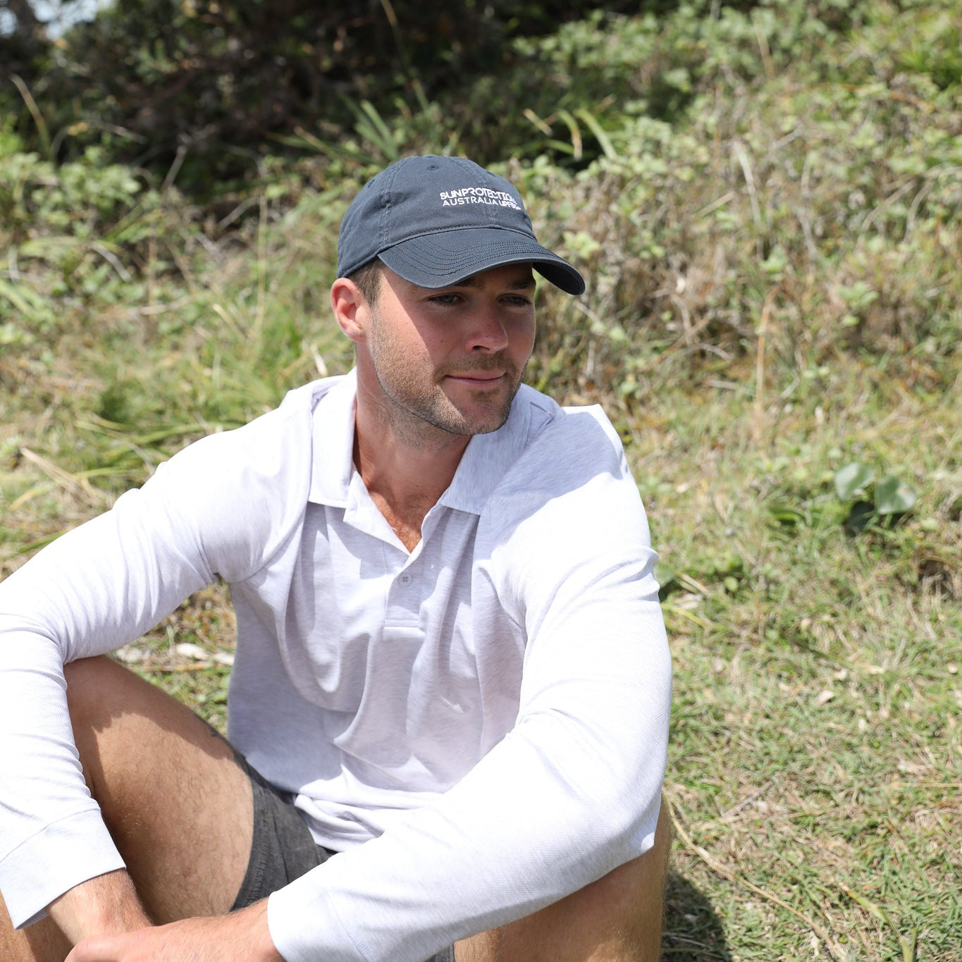 Classic Polo Mottled Silver UPF50+ sun safe clothing, sun shirts, uv arm sleeves, sun protection shirts, upf long sleeved shirts, uv long sleeved shirts, sun safe clothing