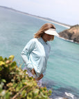Ladies Long Sleeve Polo in Mint UPF50+ sun safe clothing, uv long sleeve shirt, fashionable protective uv clothing, sun protective clothing for women, sun protection shirts, sun safe clothing, women protection shirts uv