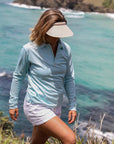 Ladies Long Sleeve Polo in Mint UPF50+ sun safe clothing, uv long sleeve shirt, fashionable protective uv clothing, sun protective clothing for women, sun protection shirts, sun safe clothing, women protection shirts uv