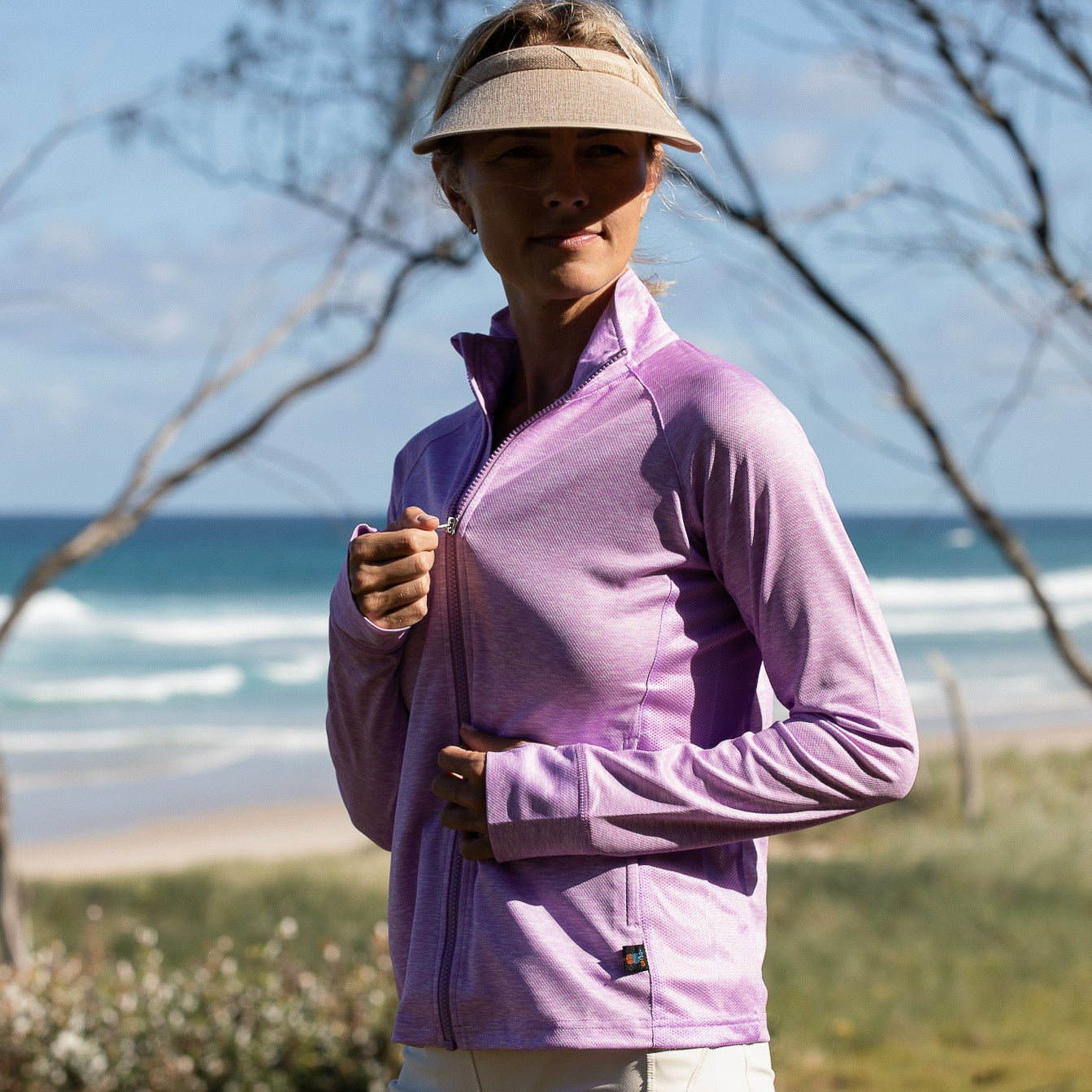 Ladies Zipped Jacket Lilly Mottled UPF50+ protection uv jacket, sun safe clothing, uv long sleeve shirt, fashionable protective uv clothing, sun protective clothing for women, sun protection shirts, sun safe clothing, women protection shirts uv