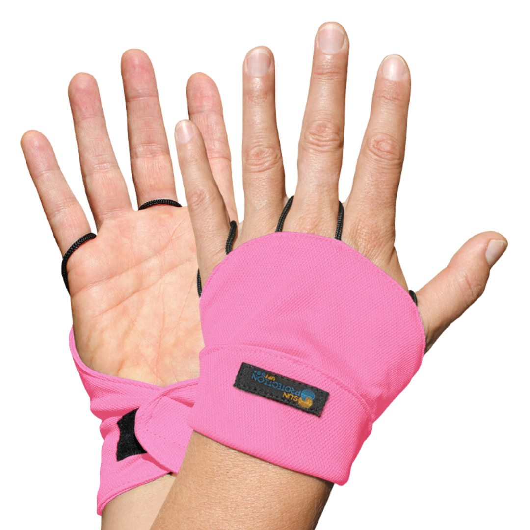 Reversible Palmless Gloves Hot Pink UPF50+ buy fingerless gloves, gloves without fingers, half finger gloves, fingerless cycling gloves, fingerless driving gloves