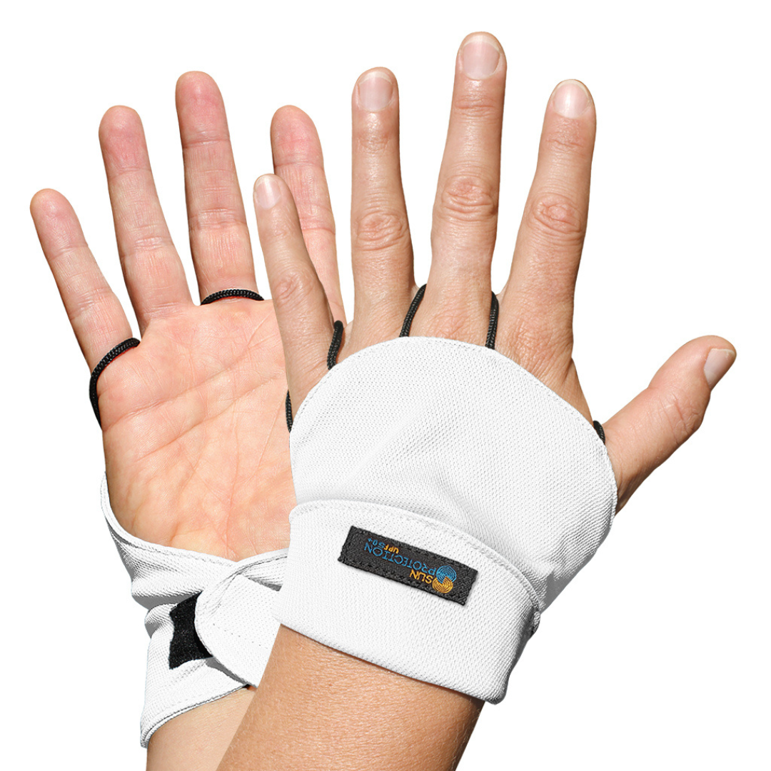 Reversible Palmless Gloves White UPF50+ buy fingerless gloves, gloves without fingers, half finger gloves, fingerless cycling gloves, fingerless driving gloves