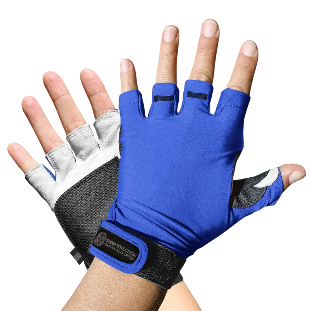 Sports Gloves Royal Blue UPF50+ buy fingerless gloves, gloves without fingers, half finger gloves, fingerless cycling gloves, fingerless driving gloves