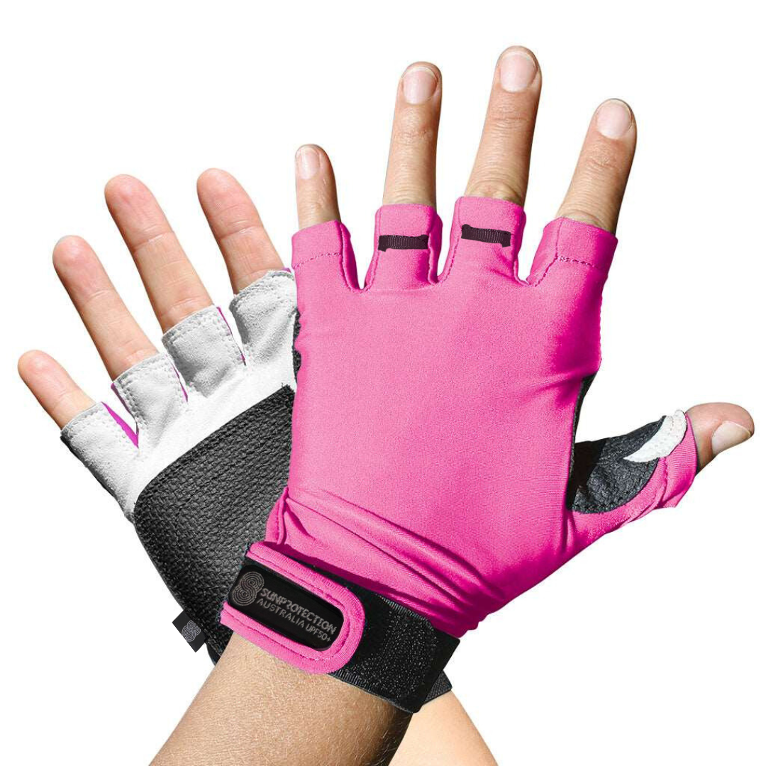 Sports Gloves Hot Pink UPF50+ buy fingerless gloves, gloves without fingers, half finger gloves, fingerless cycling gloves, fingerless driving gloves