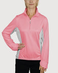 Ladies Cycling Top Pink UPF50+ sun safe clothing, uv long sleeve shirt, activewear upf, sun protective clothing for women, sun shirts, sun protection shirts, sun safe clothing, sun protection products Australia