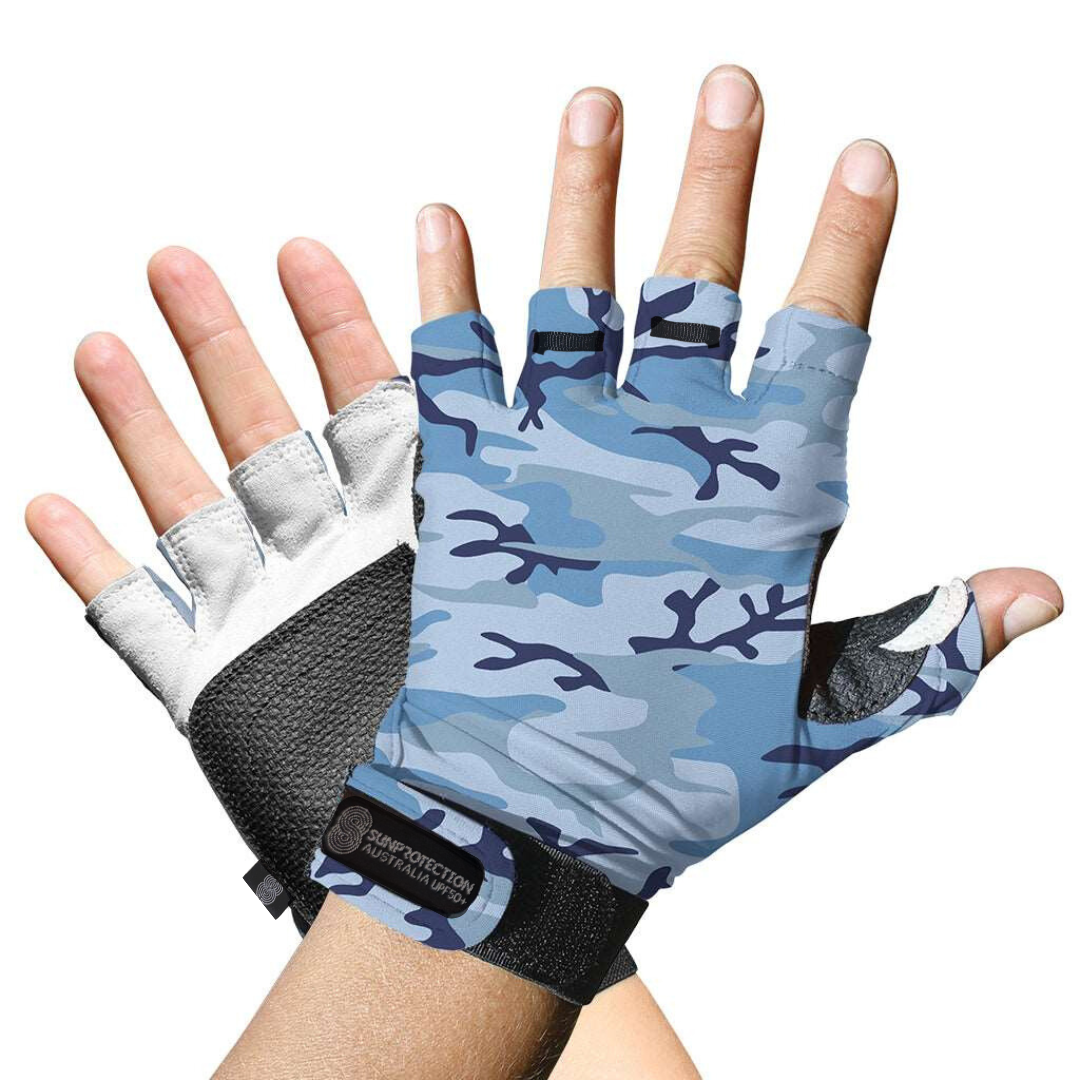 Sports Gloves Marine Camo UPF50+ buy fingerless gloves, gloves without fingers, half finger gloves, fingerless cycling gloves, fingerless driving gloves