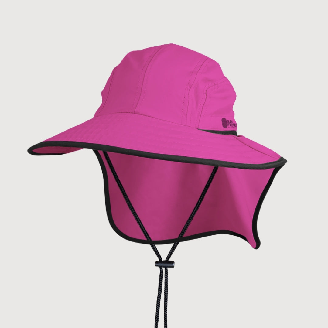 Kids Flap Hat Pink UPF50+ sun safe clothing, sun shirts, uv arm sleeves, sun protection shirts, upf long sleeved shirts, uv long sleeved shirts, sun safe clothing