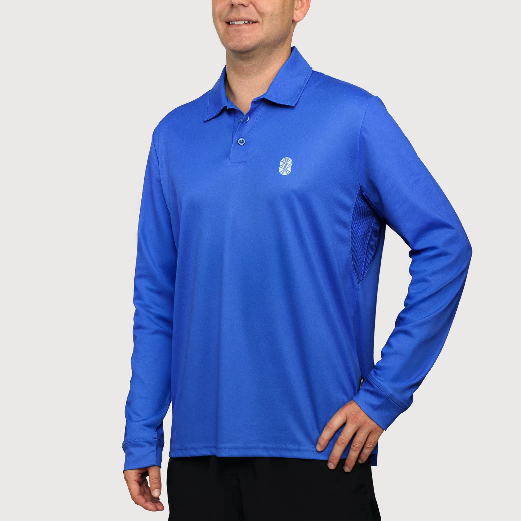 Classic Polo Cobalt Blue UPF50+ sun safe clothing, sun shirts, uv arm sleeves, sun protection shirts, upf long sleeved shirts, uv long sleeved shirts, sun safe clothing