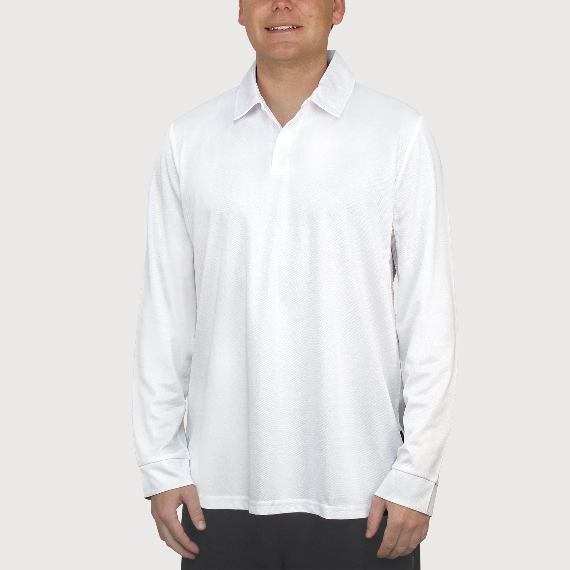 Classic Polo White UPF50+ sun safe clothing, sun shirts, uv arm sleeves, sun protection shirts, upf long sleeved shirts, uv long sleeved shirts, sun safe clothing