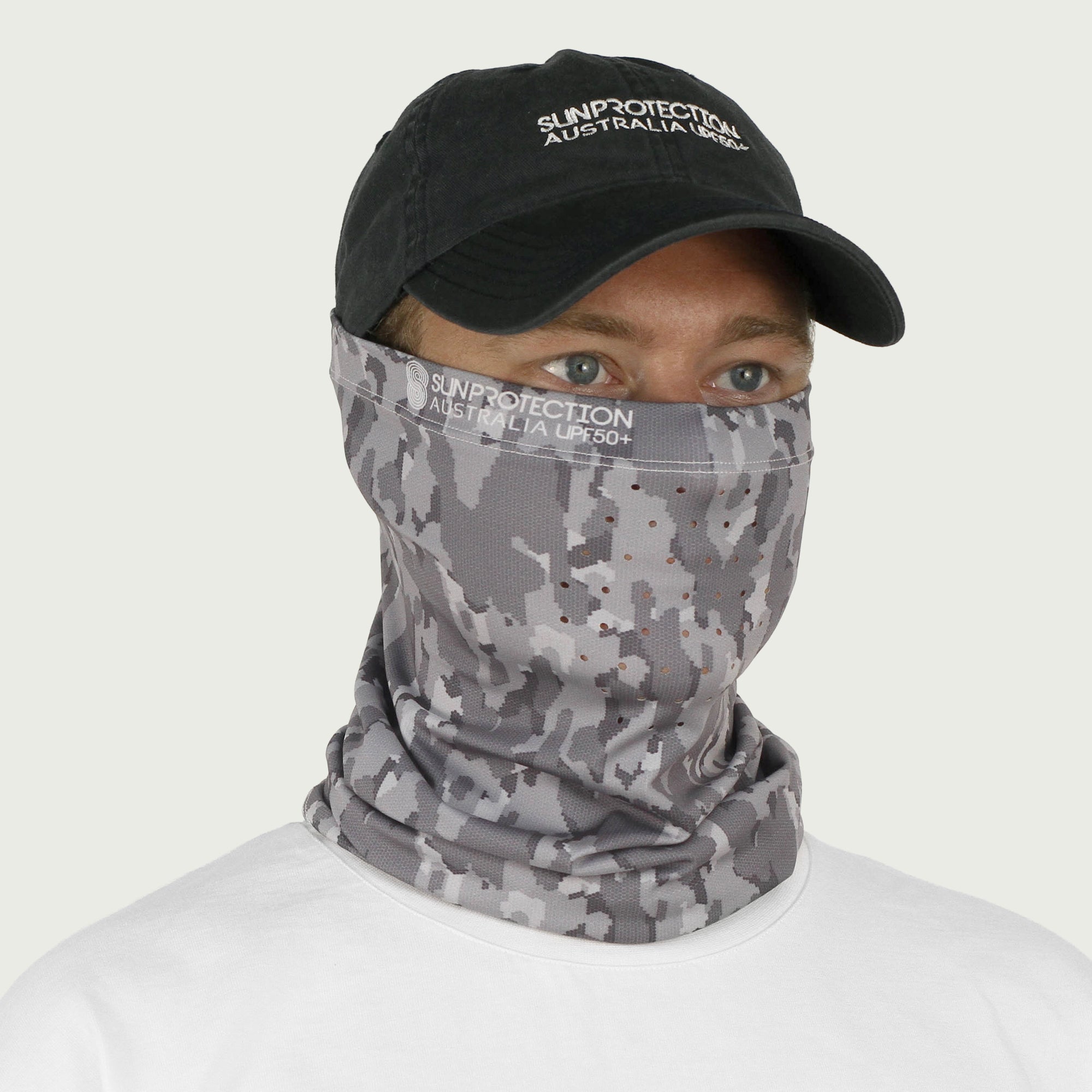 Neck Gaiter Hex Camo UPF50+ Australian sun hats, sun smart clothing, protective activewear sun, workwear hat, sun protection products Australia, sun safe clothing