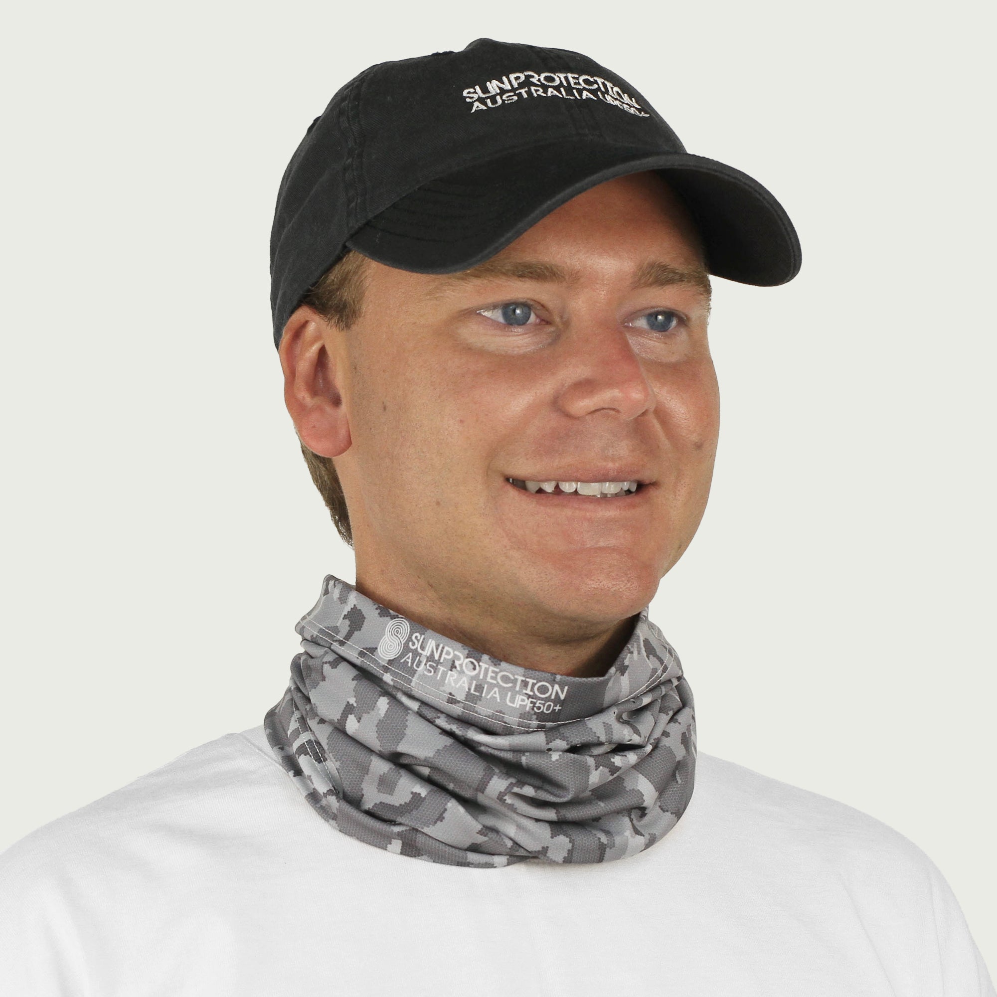 Neck Gaiter Hex Camo UPF50+ Australian sun hats, sun smart clothing, protective activewear sun, workwear hat, sun protection products Australia, sun safe clothing