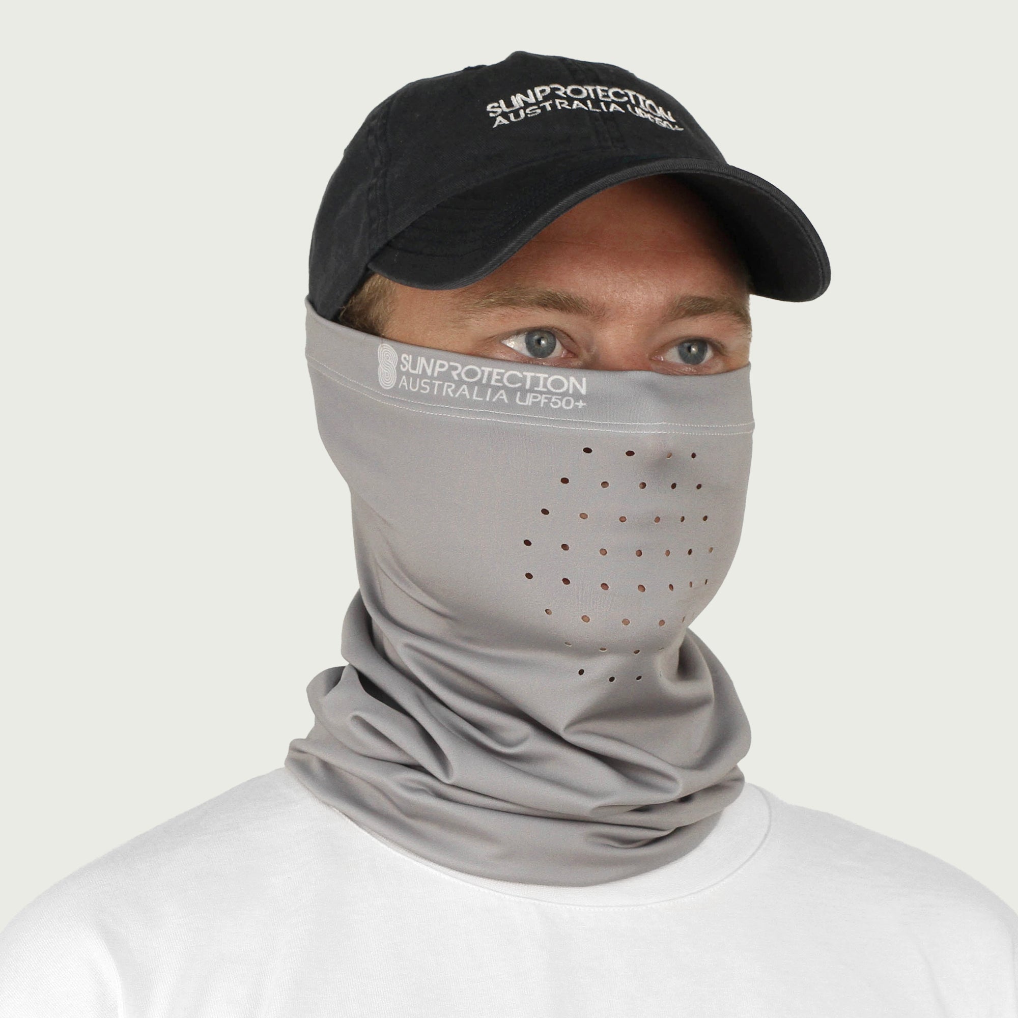 Neck Gaiter Silver UPF50+ Australian sun hats, sun smart clothing, protective activewear sun, workwear hat, sun protection products Australia, sun safe clothing