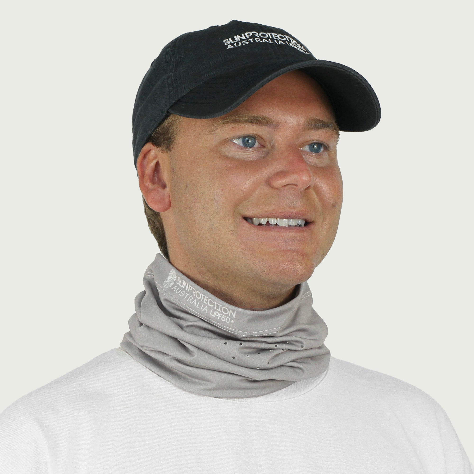 Neck Gaiter Silver UPF50+ Australian sun hats, sun smart clothing, protective activewear sun, workwear hat, sun protection products Australia, sun safe clothing