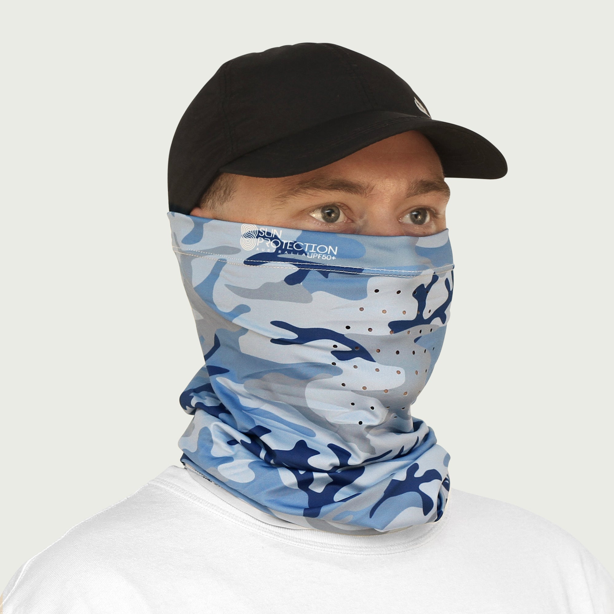 Neck Gaiter Marine Camo UPF50+ Australian sun hats, sun smart clothing, protective activewear sun, workwear hat, sun protection products Australia, sun safe clothing