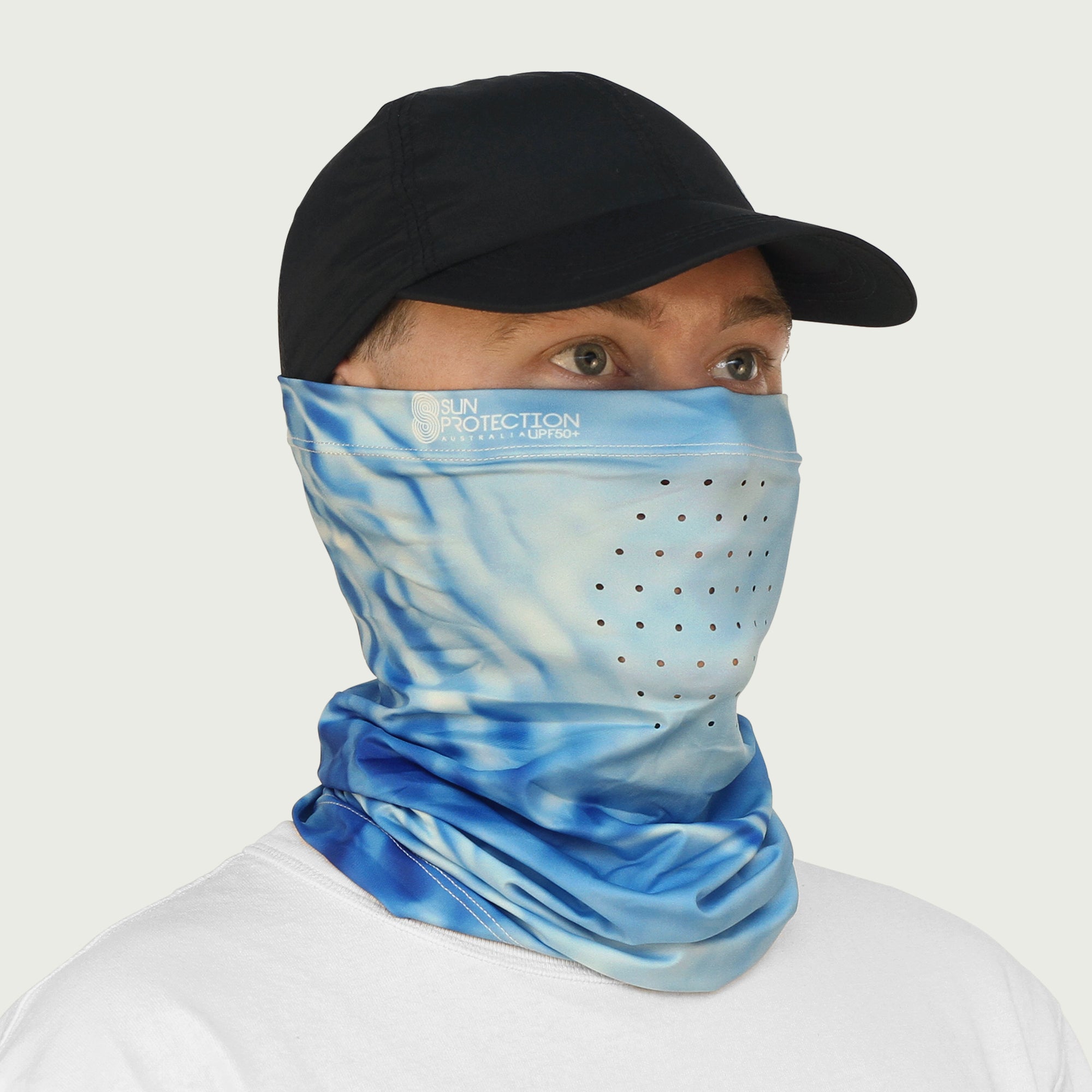 Neck Gaiter Blue Ripple UPF50+ Australian sun hats, sun smart clothing, protective activewear sun, workwear hat, sun protection products Australia, sun safe clothing