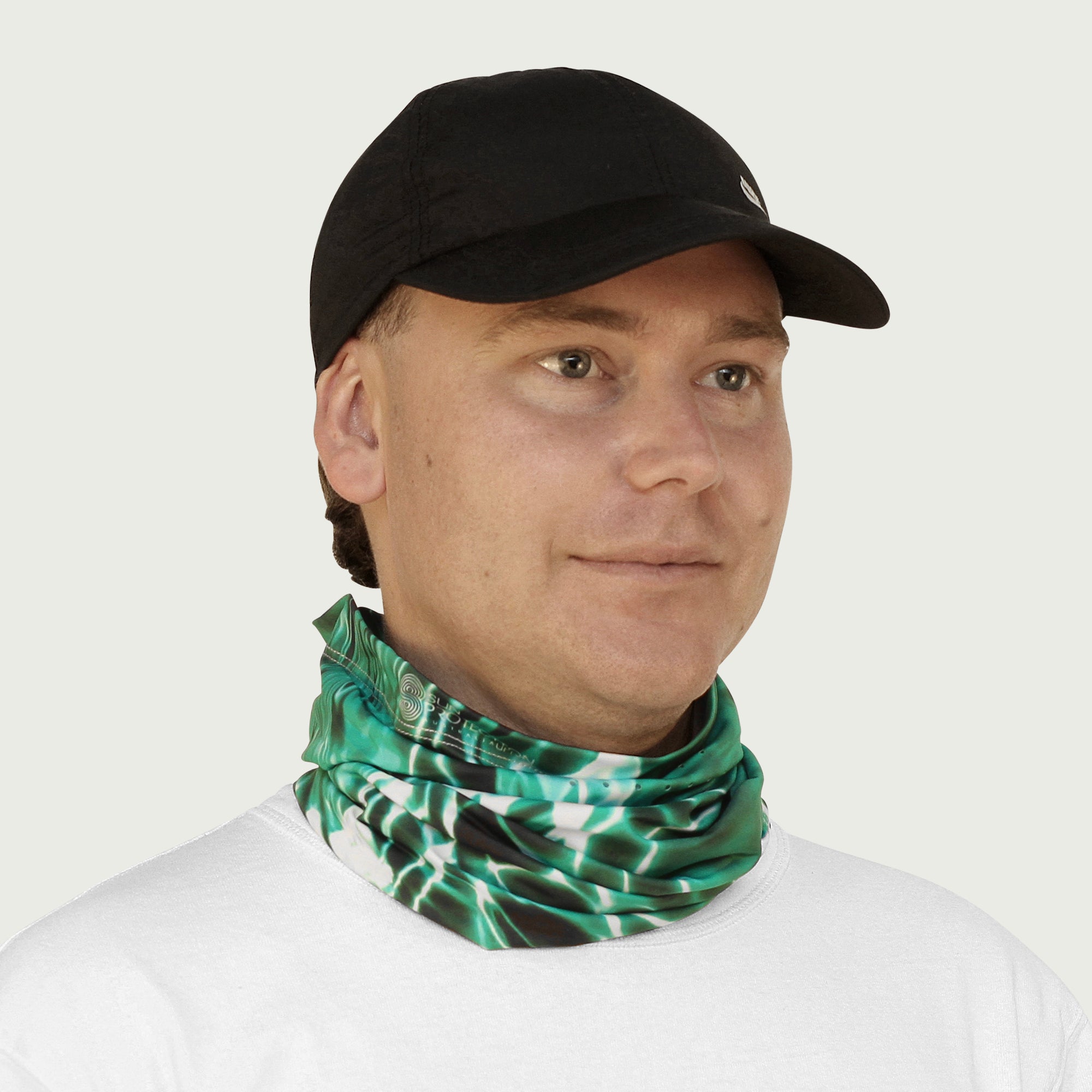 Neck Gaiter Emerald Water Ripple UPF50+ Australian sun hats, sun smart clothing, protective activewear sun, workwear hat, sun protection products Australia, sun safe clothing