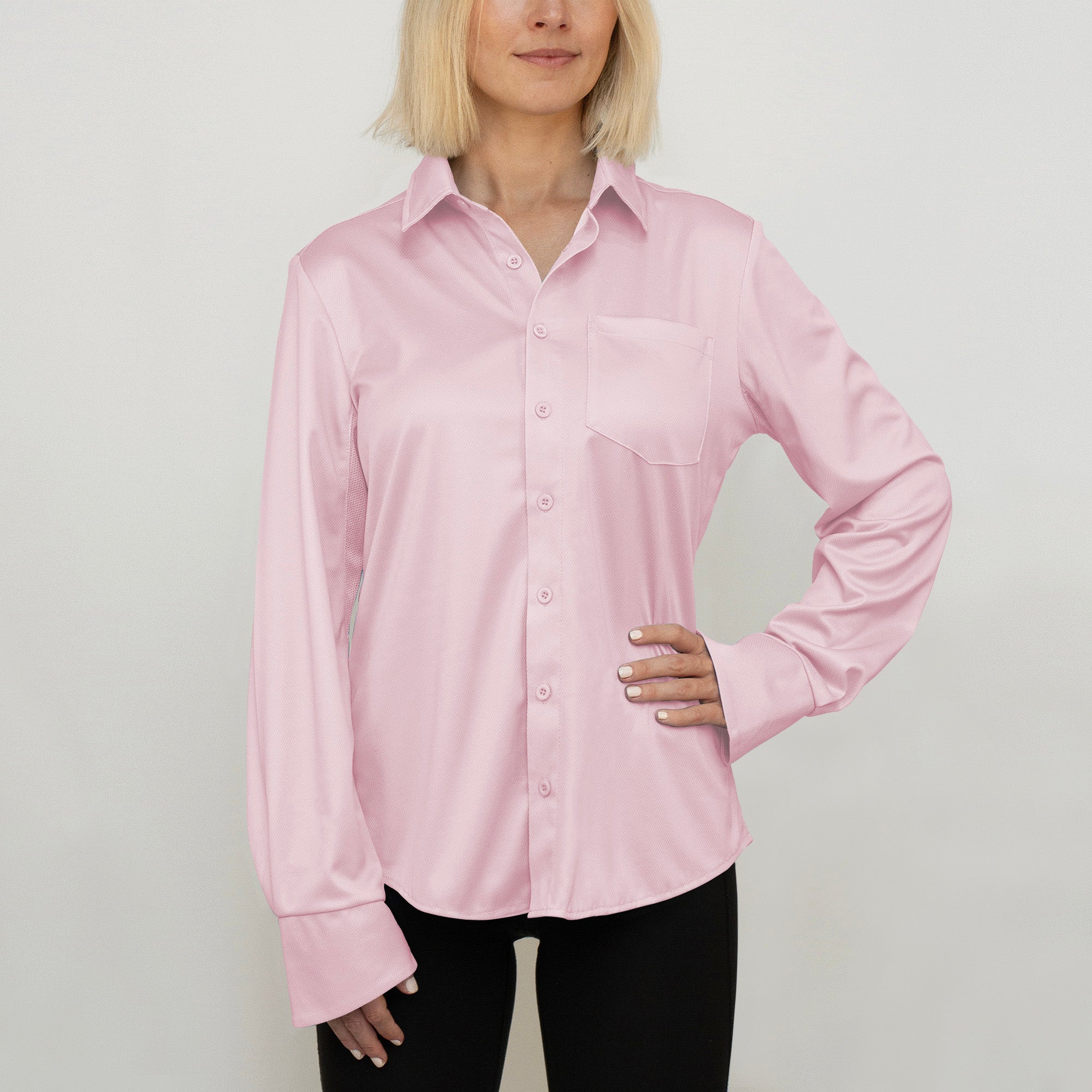 Ladies Outdoor Shirt Pretty in Pink UPF50+ sun safe clothing, uv long sleeve shirt, fashionable protective uv clothing, sun protective clothing for women, sun shirts, sun protection shirts, sun safe clothing, women protection shirts uv