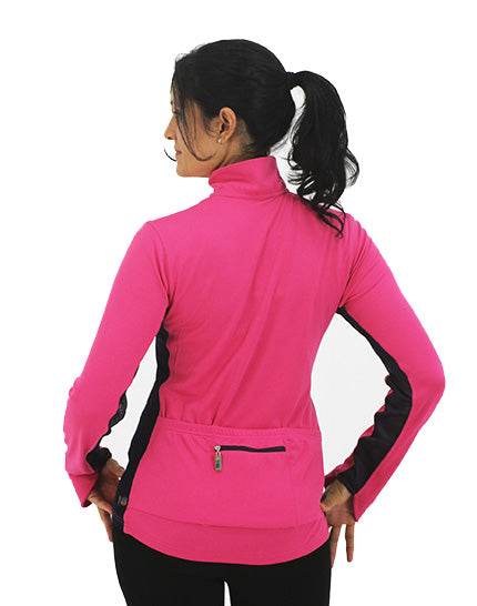 Ladies Cycling Top Hot Pink UPF50+ back view