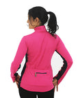 Ladies Cycling Top Hot Pink UPF50+ back view sun safe clothing, uv long sleeve shirt, activewear upf, sun protective clothing for women, sun shirts, sun protection shirts, sun safe clothing, sun protection products Australia