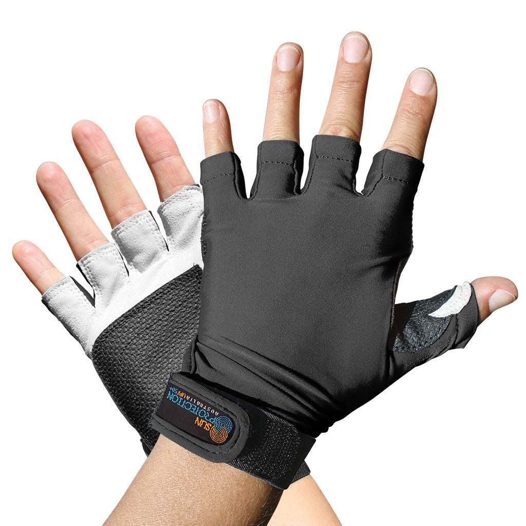 Sports Gloves Black UPF50+ buy fingerless gloves, gloves without fingers, half finger gloves, fingerless cycling gloves, fingerless driving gloves