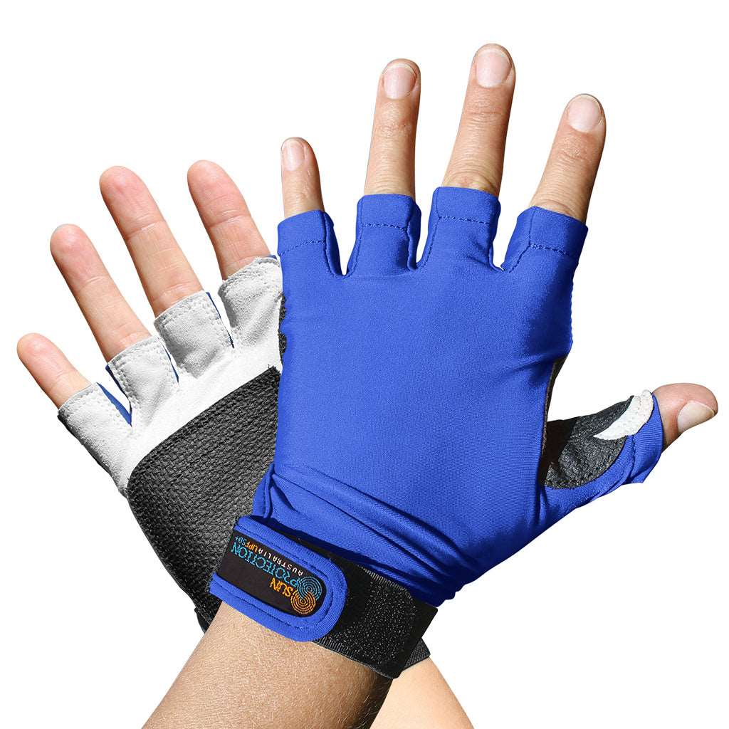 Sports Gloves Royal Blue UPF50+ buy fingerless gloves, gloves without fingers, half finger gloves, fingerless cycling gloves, fingerless driving gloves