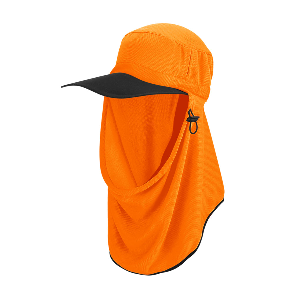 Adapt-A-Cap Fluro Orange UPF50+ Australian sun hats, sun smart clothing, sunhat, water sports hat, fishing clothing sun, surf hat with chin strap, surfing hats