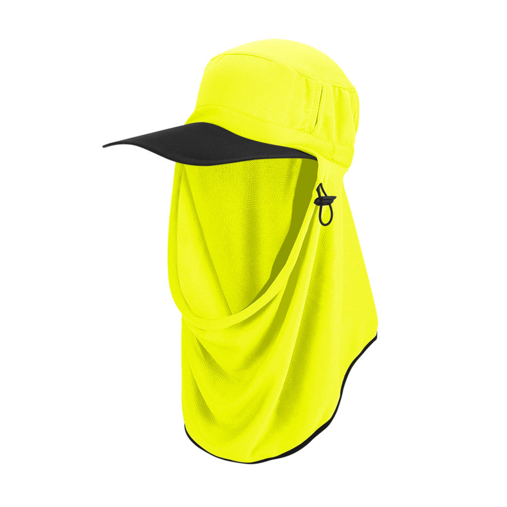 Adapt-A-Cap Fluro Yellow UPF50+ Australian sun hats, sun smart clothing, sunhat, water sports hat, fishing clothing sun, surf hat with chin strap, surfing hats