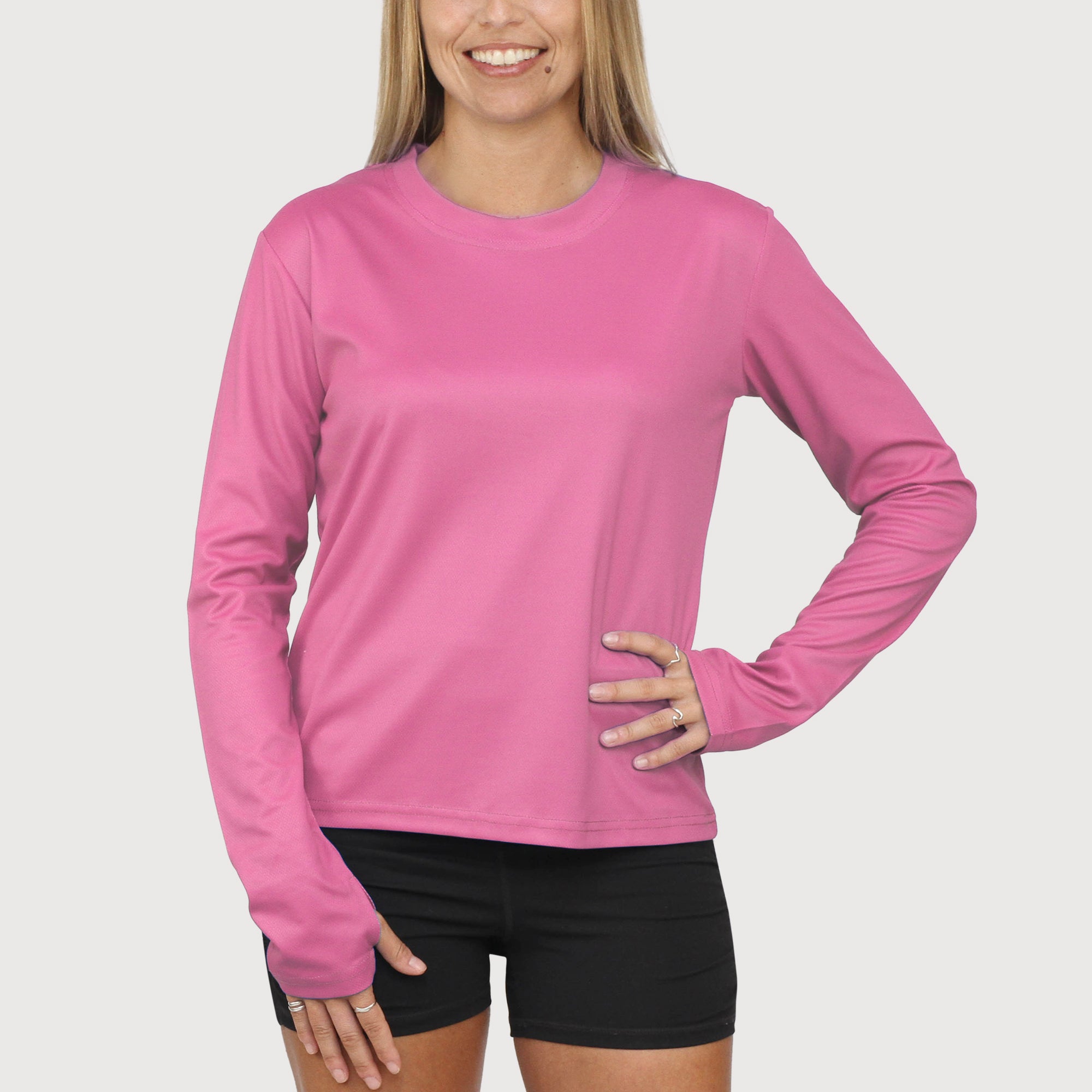 Ladies Long Sleeve Tee in Frangiapani  UPF50+ sun safe clothing, uv long sleeve shirt, fashionable protective uv clothing, sun protective clothing for women, sun protection shirts, sun safe clothing, women protection shirts uv