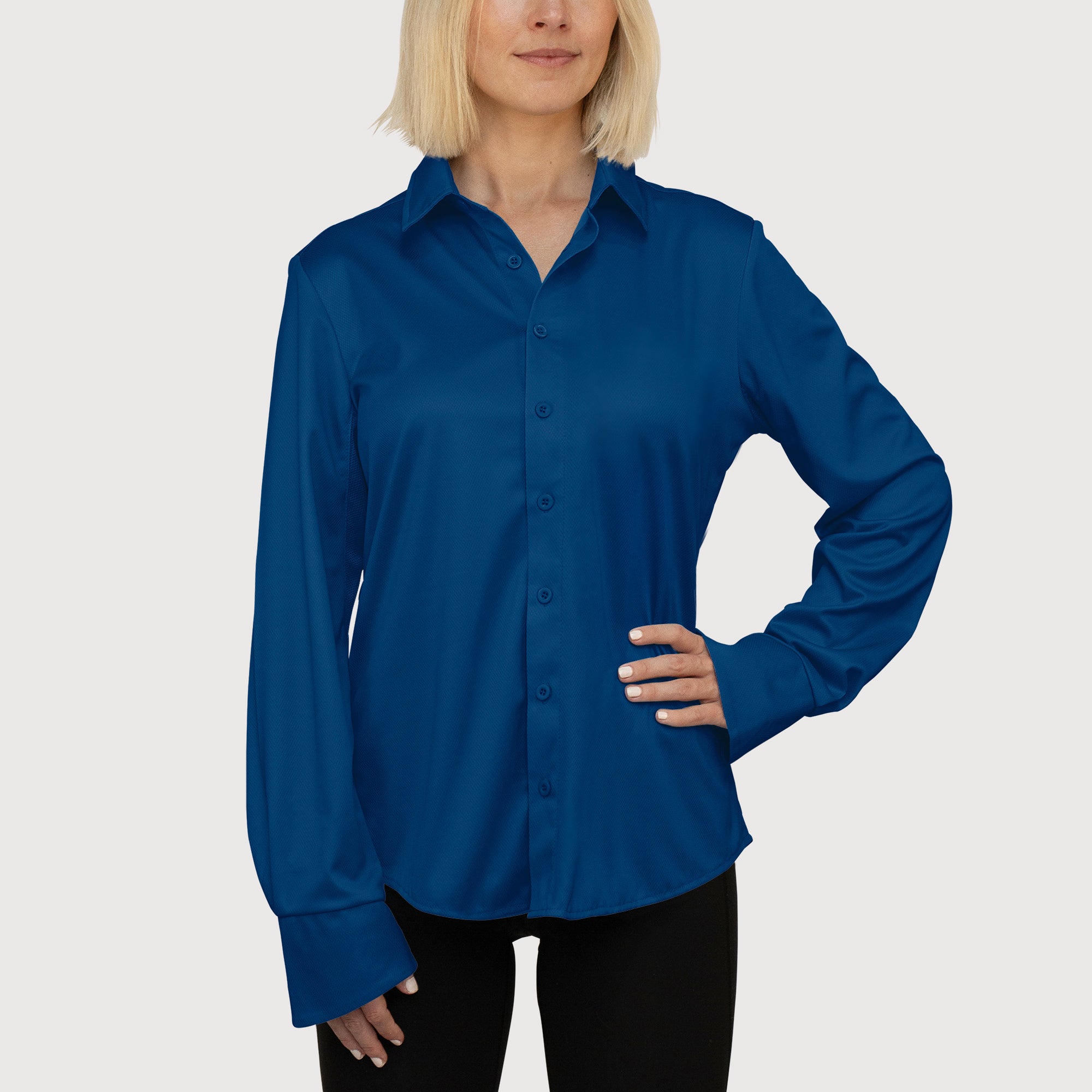 Ladies Outdoor Shirt Soft Navy UPF50+ sun safe clothing, uv long sleeve shirt, fashionable protective uv clothing, sun protective clothing for women, sun shirts, sun protection shirts, sun safe clothing, women protection shirts uv